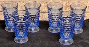 lot 295 image: SIX (6) VINTAGE INDIANA GLASSCOLONY WHITEHALL BLUE 6 ICE TEA GLASSES