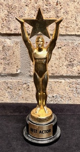 lot 299 image: Heavy, Possible Brass Vintage Best Actor Award - Many Uses Can Be Thought Up For This One