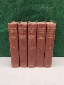 lot 22 image: Selection of vintage books - Kiplings works - volume 5-9