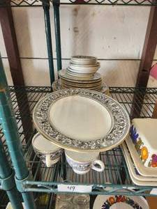 lot 49 image: Selection of vintage Wedgwood China - Black Florentine pattern - 33 pieces
