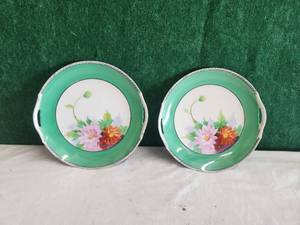 lot 152 image: Pair of antique Noritake floral plates