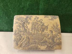 lot 186 image: Vintage handcrafted stool with Victorian fabric