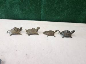 lot 199 image: Selection of brass turtle-dragon incense burners
