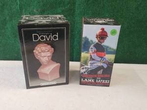 lot 207 image: Collectible bust of David bank and jockey bobble head