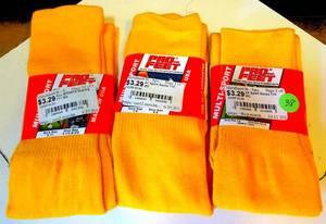 lot 38 image: NEW LOT OF 3 - PRO FEET INC. BASEBALL SOCKS - GOLD