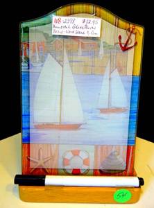 lot 54 image: NAUTICAL GLASS NOTE BOARD WITH STAND AND DRY ERASE PEN - VERY NICE
