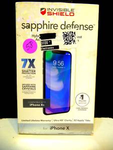 lot 58 image: UNUSED - ZAGG Invisible Shield Sapphire Defense Hybrid Glass Screen Protector iPhone X