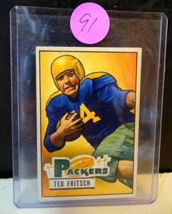 lot 91 image: WOW - 1951 Bowman #54 Ted Fritch in VG Condition (73 YEARS OLD)