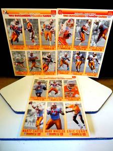 lot 95 image: ORIGINAL MCDONALDS UNCUT SET OF 3 TAMPA BAY BUCCANEERS NFL COLLECTORS CARDS (COMPLETE SET)