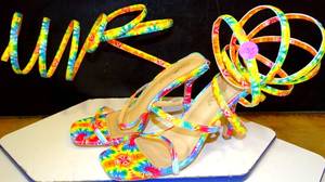 lot 105 image: LIKE NEW - CATHY DIN WOMENS SIZE 10 CALF WRAP COLORFUL SHOES $$
