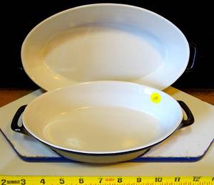 lot 110 image: NICE 2 PIECE - Sterling Home Cookware Stoneware Microwave Oven Dishwasher Safe 12  & 10