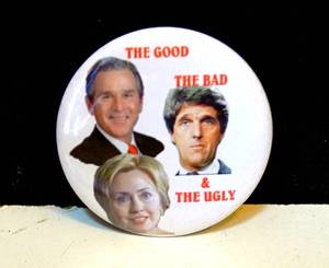 lot 115 image: RARE GEORGE BUSH THE GOOD THE BAD AND THE UGLY POLITICAL PIN