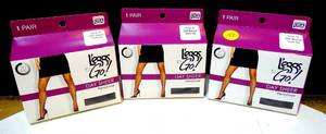 lot 152 image: NEW LOT OF 3 - Leggs To Go Ultra Sheer Pantyhose - SIZE Q - OFF BLACK