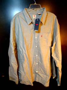 lot 172 image: NEW WITH TAGS MENS LEVI BLUE LONG SLEEVE SHIRT - SIZE 3XL ($59.00 RETAIL)