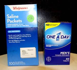 lot 176 image: WALGREENS SALINE PACKETS AND MENS ONE A DAY VITAMINS