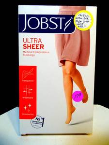lot 179 image: $$ NEW JOBST ULTRA SHEER MEDICAL COMPRESSION STOCKINGS - ULTRA BLACK SIZE XL