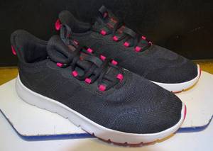 lot 205 image: Adidas Womens Sz 9 Black Hot Pink Eyelets Primegreen Tennis Shoes Sneakers