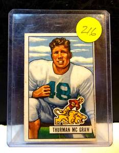 lot 216 image: RARE 1951 BOWMAN FOOTBALL CARD - THURMAN McGRAW