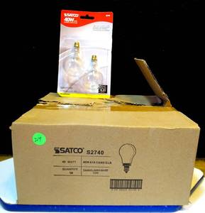 lot 219 image: NEW CASE OF 10 PKS - SATCO 2740 40 WATT LIGHT BULBS