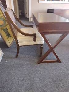 lot 32 image: Vintage student desk with cane back armchair