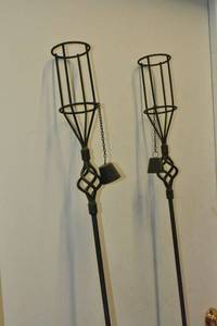 lot 7 image: Wrought Iron Tiki Torch Holders