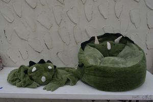 lot 30 image: Kids Dinosaur Beanbag Chair and matching plush blanket wrap