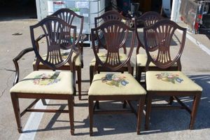 lot 38 image: Set of 6 Dining chairs - Hand embroidered seats