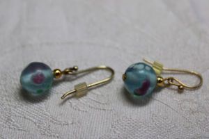 lot 151 image: VenetianCzech specialty glass French ear wire dangle earrings. 1L