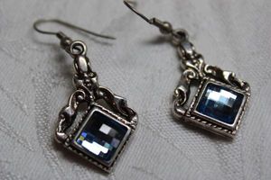 lot 169 image: Faceted AB blue glass dangle ear wire earrings. 2L approx.