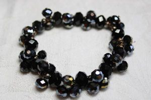 lot 177 image: Faceted black AB dangle stretch bracelet