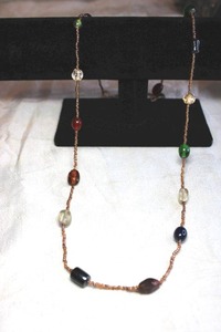 lot 202 image: Artisan crafted micro glass bead continuous necklace with glass station beads. 32L
