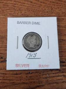 lot 4 image: 1913 Barber Dime silver - rare