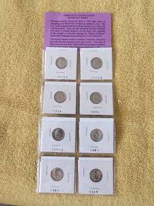 lot 42 image: 8 Brilliant uncirculated Roosevelt Dimes -