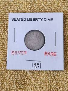 lot 92 image: 1891 Seated Liberty Dime - Silver - Rare