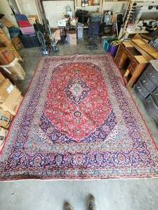 lot 178 image: Antique Chinese wool (vegetable dyed hand woven) area rug - 114 by 156
