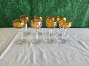 lot 22 image: Set of 8 cut Bohemian crystal cordial glasses