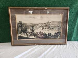 lot 163 image: Framed and matted artwork of 19th century paper factory