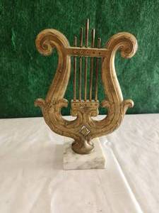 lot 165 image: Brass harp with marble base