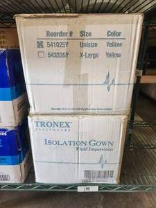 lot 199 image: Selection of 2 boxes of Tronex isolation gowns - Yellow - Unisize - great for crafts and more - 2 boxes