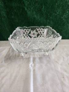 lot 201 image: Large cut crystal square footed bowl