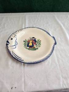 lot 240 image: Vintage and painted French Faience fish plate