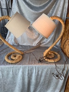 lot 18 image: Pair of very nice and unique lamps wound rope