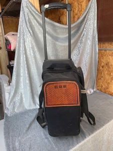 lot 29 image: Nice bowling bag with 2 bowling balls - 1 ball is cracked - nice size 11 bowling shoes