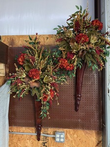 lot 47 image: 2 large beautiful Sconces with floral assortment  - see pics