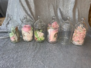 lot 85 image: Glass canisters with crafting decor - see pics
