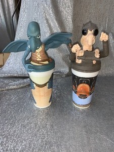 lot 73 image: Collectors Vintage Star Wars cups and tops - see pics
