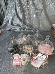 lot 126 image: Assorted vase and canisters with misc. contents - see pics