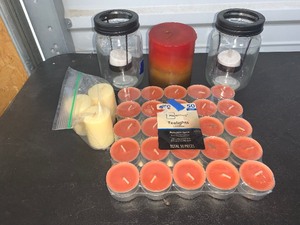lot 144 image: Assorted candle lot and accessories - see pics