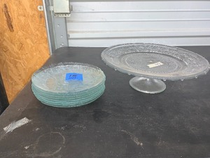 lot 147 image: Cake pedestal plate and serving dishes - very nice - see pics
