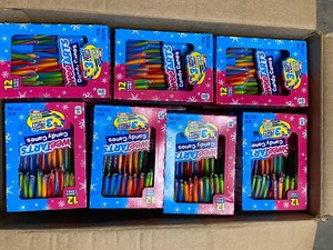 lot 21 image: Lot Of 42 - New Sweet Tarts 12 Per Box Blue Punch, Green Apple & Cherry Candy Canes, Model#153483 - As Shown - Total Retail $210